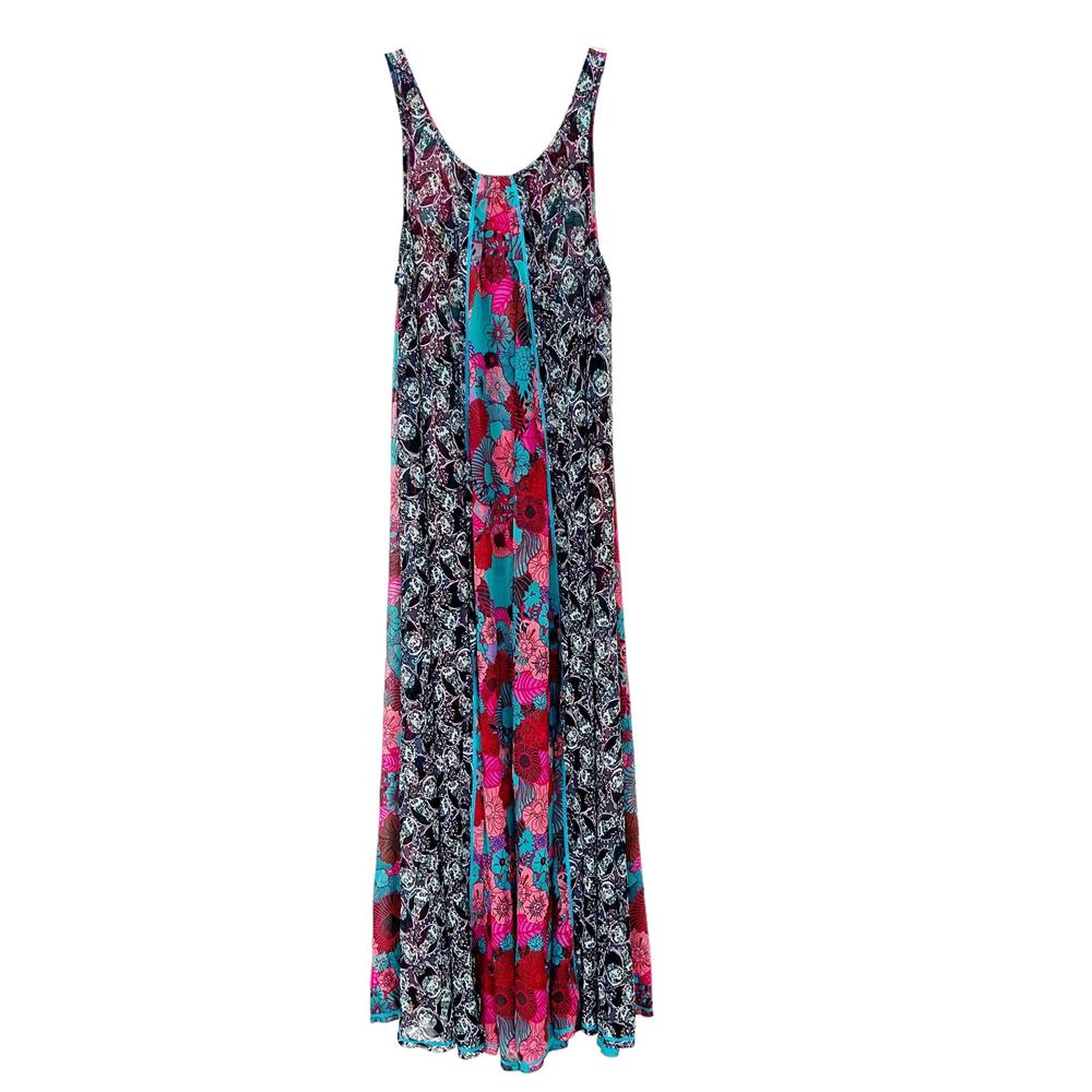 Maaji Floral Mixed Print Sheer Sleeveless Maxi Dress Sz M